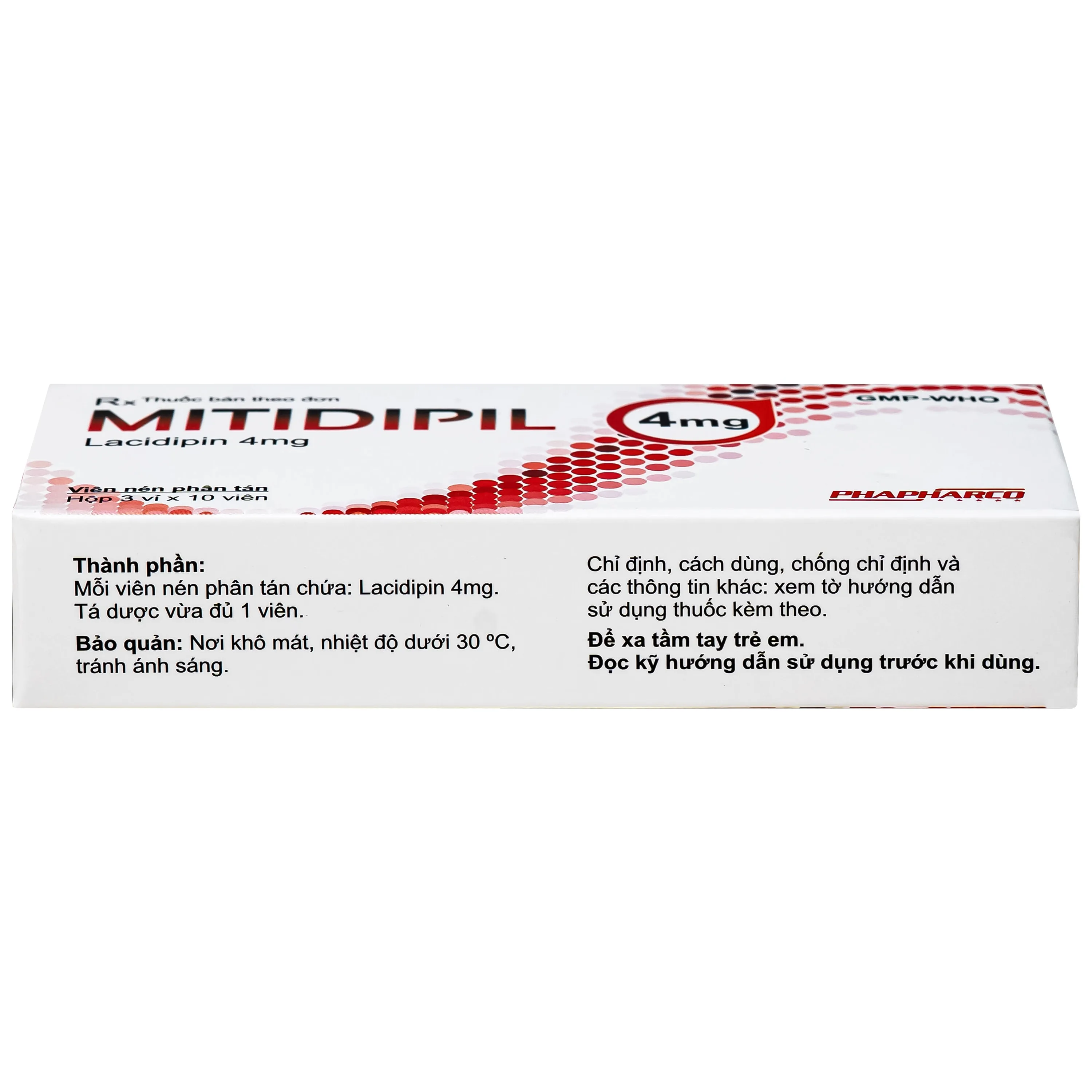 Hình ảnh Thuốc Mitidipil 4mg Pharphaco điều trị tăng huyết áp (3 vỉ x 10 viên)