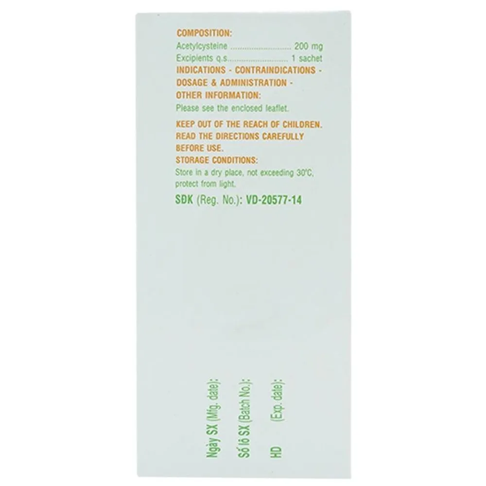 Hình ảnh Thuốc bột uống Mitux 200mg DHG Pharma làm loãng chất nhầy đường hô hấp (24 gói x 1,5g)    	