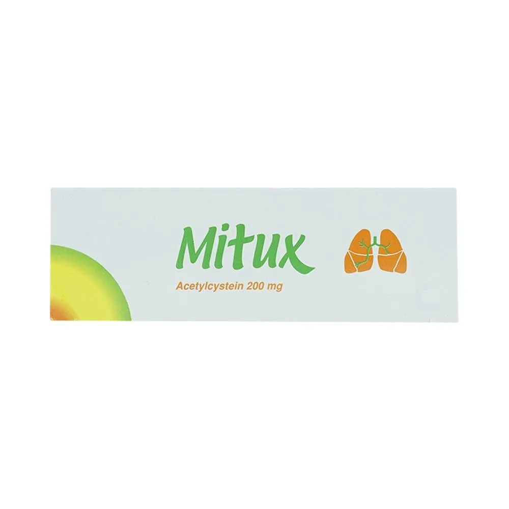 Hình ảnh Thuốc bột uống Mitux 200mg DHG Pharma làm loãng chất nhầy đường hô hấp (24 gói x 1,5g)    	