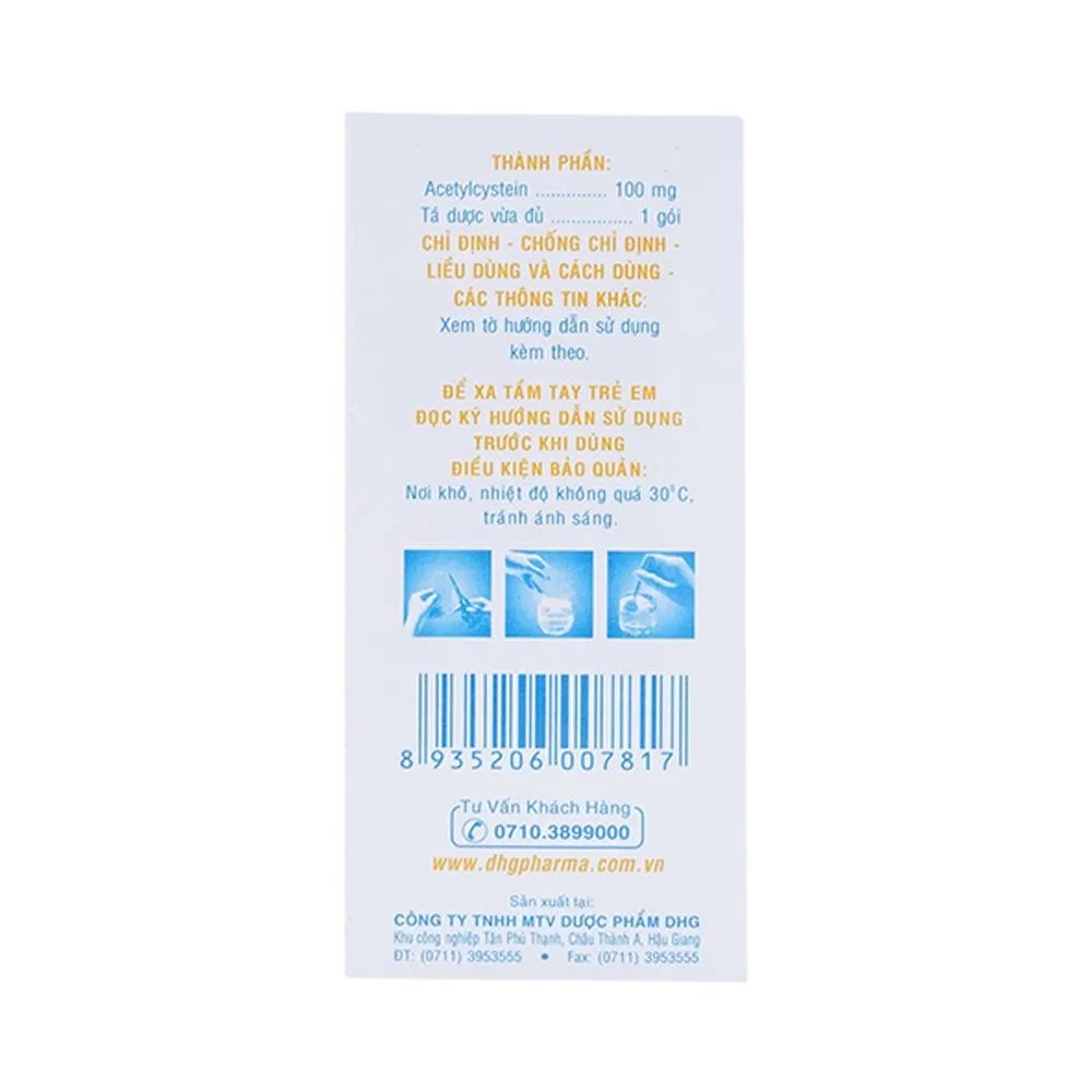 Hình ảnh Thuốc bột uống Mitux E 100mg DHG Pharma làm loãng chất nhầy (24 gói x 1,5g)