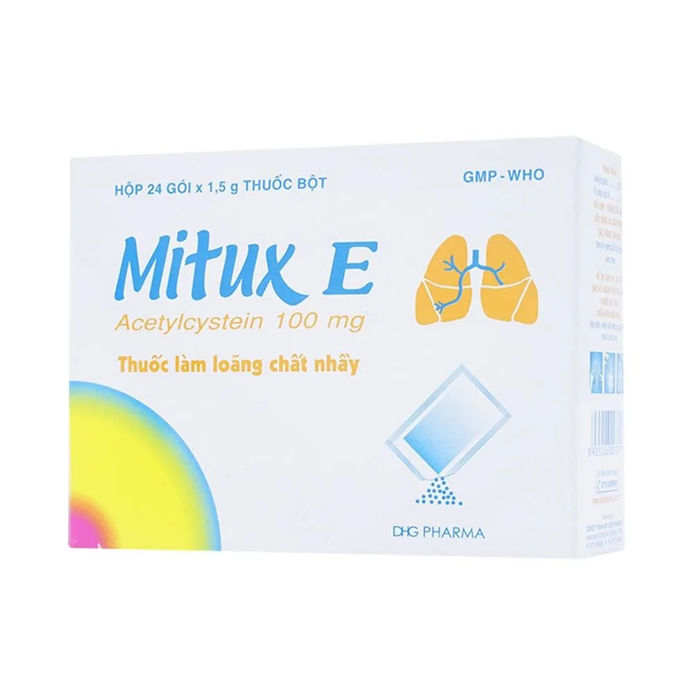 Hình ảnh Thuốc bột uống Mitux E 100mg DHG Pharma làm loãng chất nhầy (24 gói x 1,5g)