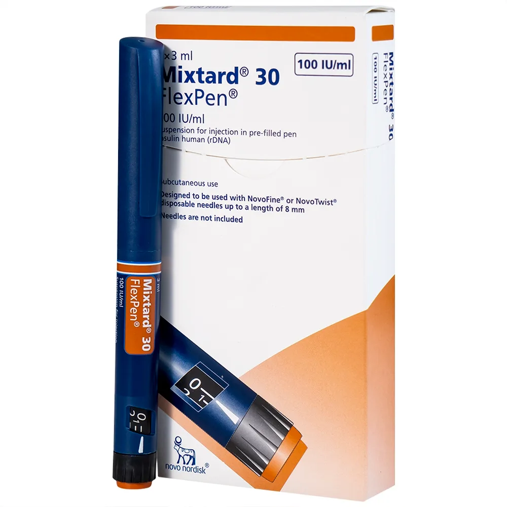Hình ảnh Bút tiêm Mixtard 30 Flexpen 100 IU/ml Novo Nordisk điều trị bệnh đái tháo đường (5 cây x 3ml)