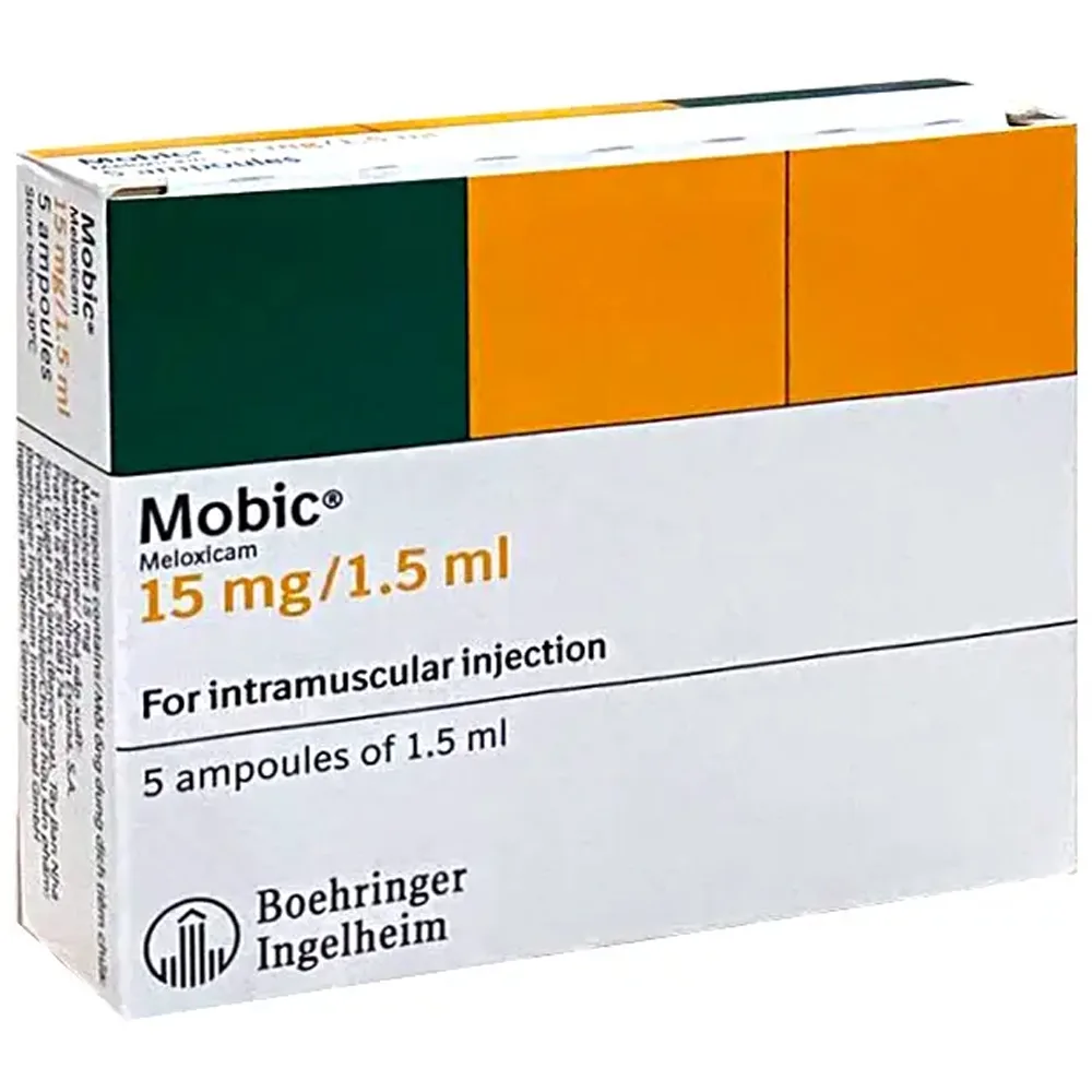 Hình ảnh Dung dịch tiêm Mobic 15mg/1.5ml Boehringer điều trị viêm xương khớp (5 ống x 1.5ml)