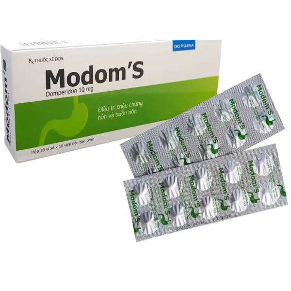 Hình ảnh Viên nén Modom's 10mg DHG Pharma điều trị triệu chứng nôn và buồn nôn (10 vỉ x 10 viên)