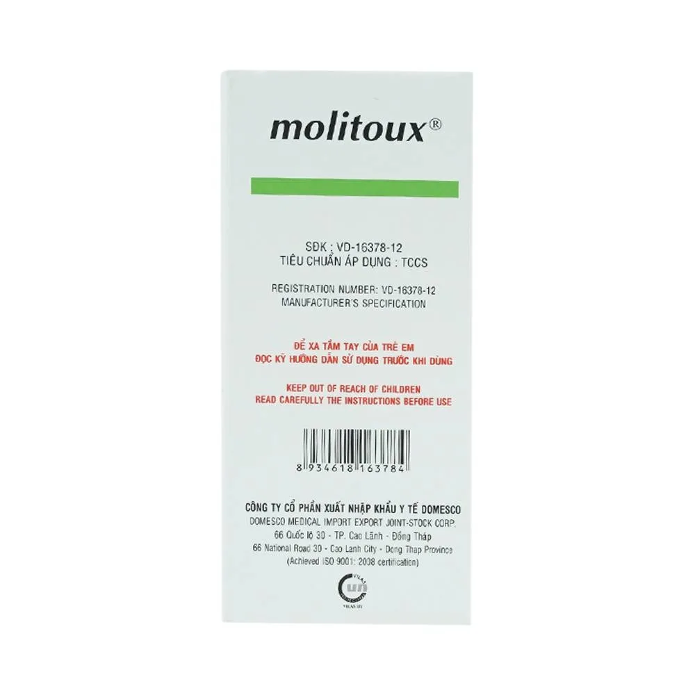 Hình ảnh Thuốc Molitoux 50mg Domesco loãng đờm, long đờm (2 vỉ x 15 viên)