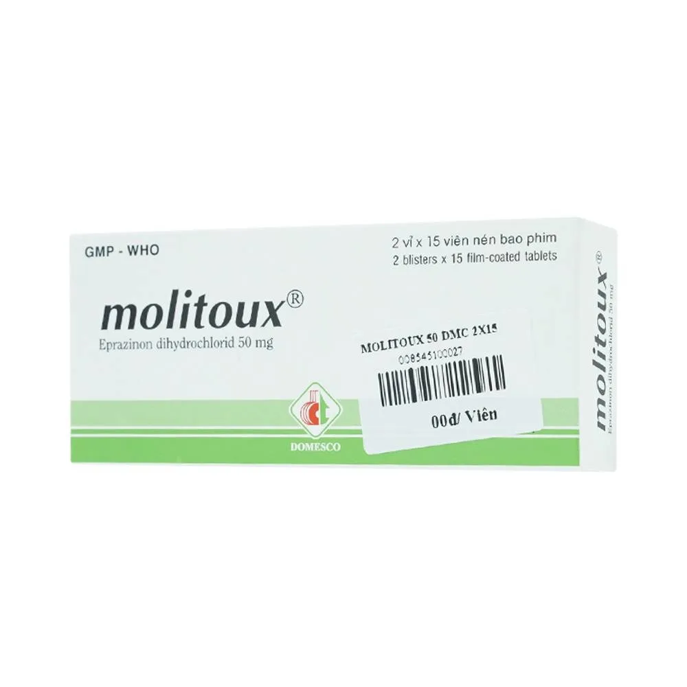 Hình ảnh Thuốc Molitoux 50mg Domesco loãng đờm, long đờm (2 vỉ x 15 viên)