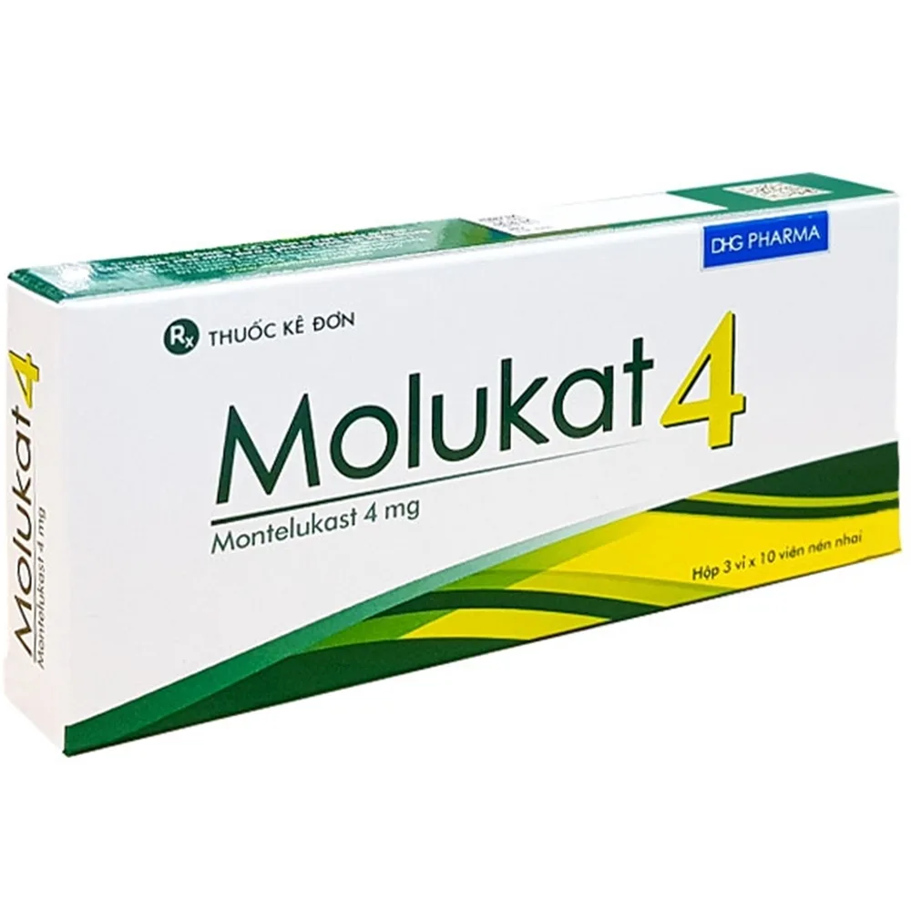 Hình ảnh Thuốc Molukat 4Mg Dhg phòng và điều trị hen suyễn mức nhẹ đến trung bình (3 vỉ x 10 viên)