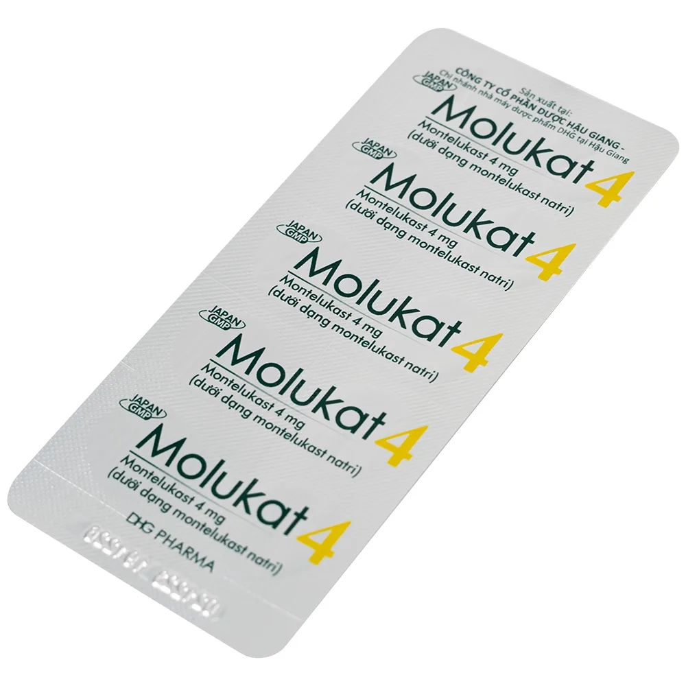Hình ảnh Thuốc Molukat 4Mg Dhg phòng và điều trị hen suyễn mức nhẹ đến trung bình (3 vỉ x 10 viên)