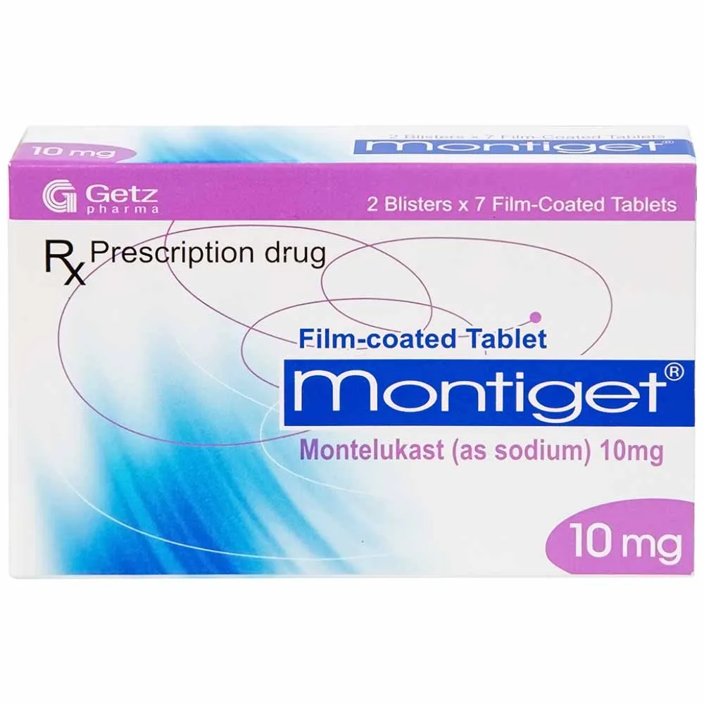Hình ảnh Viên nén Montiget 10mg Getz phòng và điều trị suyễn mạn tính (2 vỉ x 7 viên)