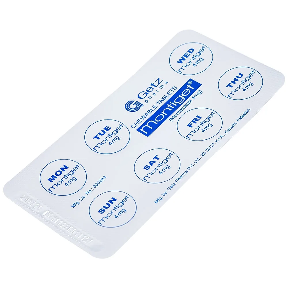 Hình ảnh Thuốc Montiget 4mg Getz điều trị hen phế quản mạn tính (2 vỉ x 7 viên)