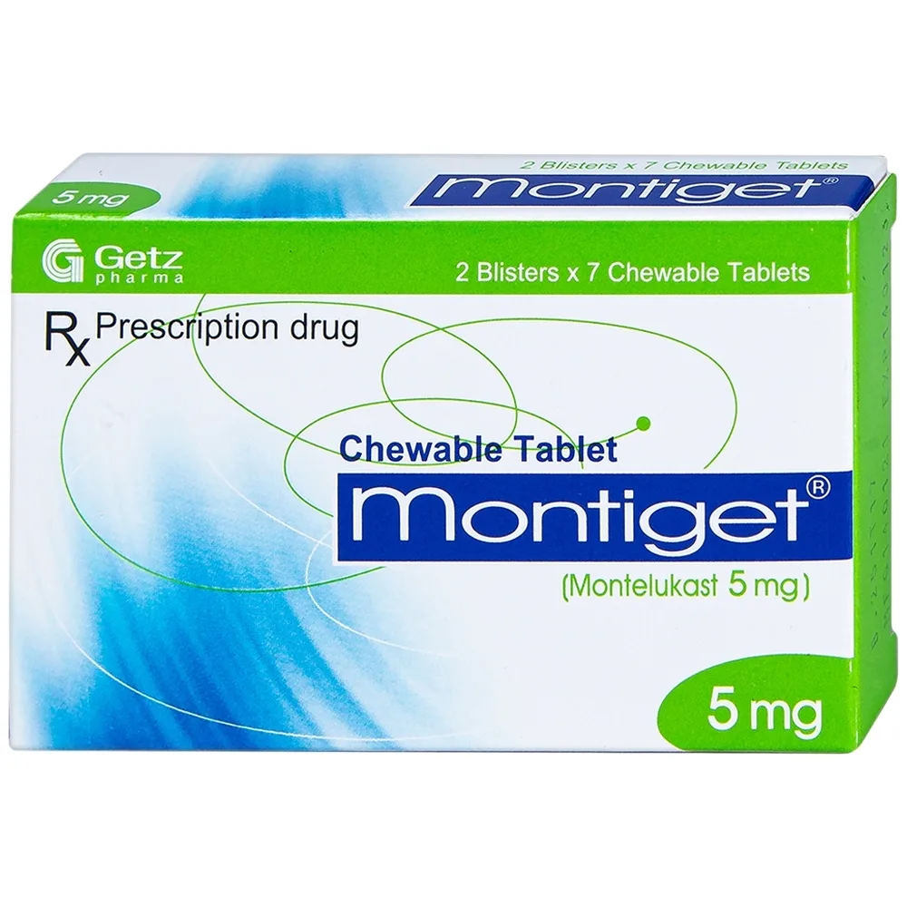 Hình ảnh Thuốc Montiget 5mg Getz phòng và điều trị hen phế quản mãn tính (2 vỉ x 7 viên)