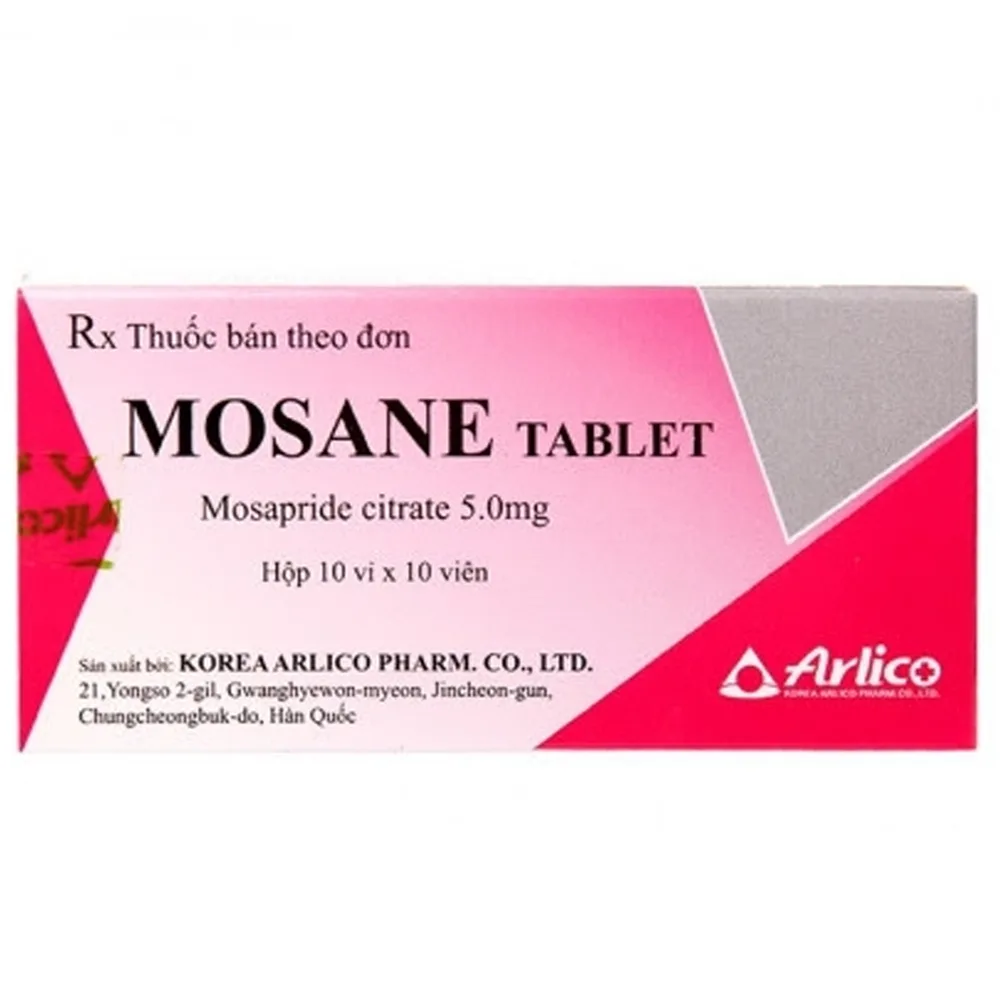 Hình ảnh Viên nén Mosane Tablet 5mg Arlico điều trị bệnh trào ngược dạ dày - thực quản, ợ nóng (10 vỉ x 10 viên)