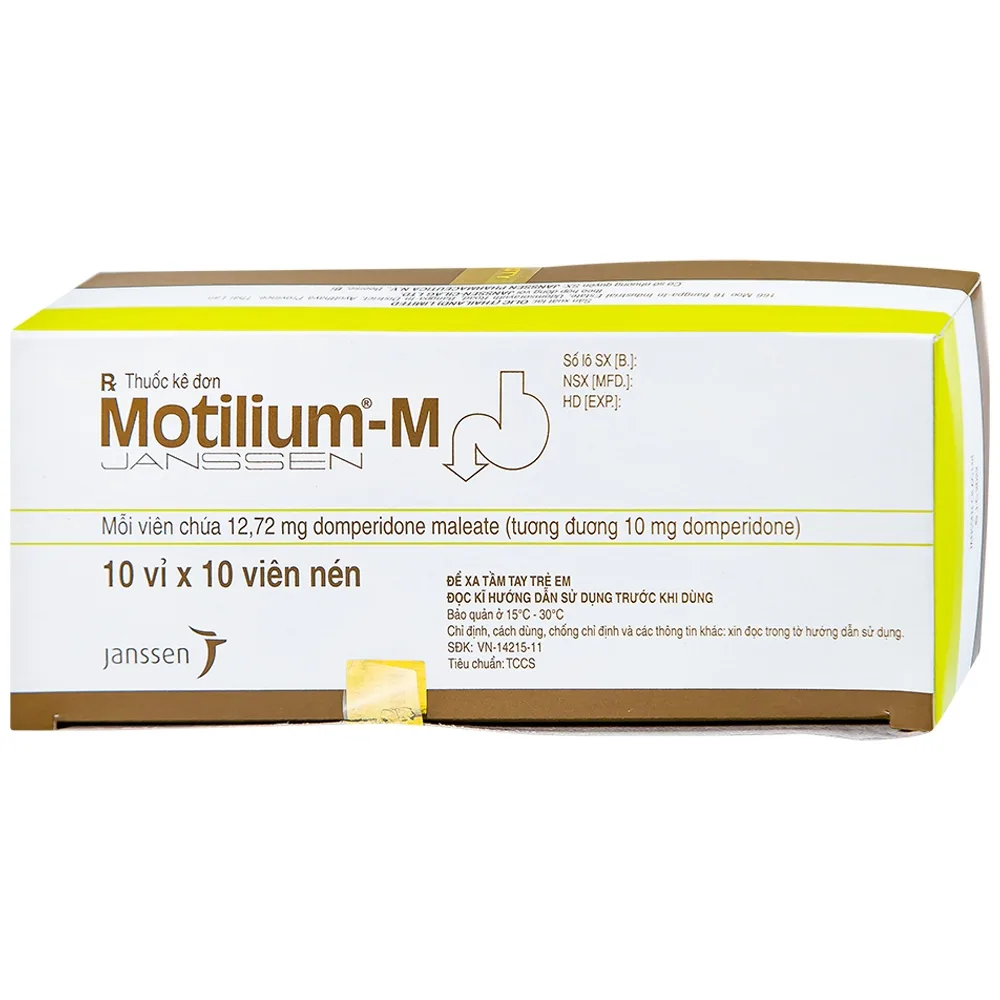 Hình ảnh Viên nén Motilium-M Janssen điều trị triệu chứng nôn và buồn nôn (10 vỉ x 10 viên)