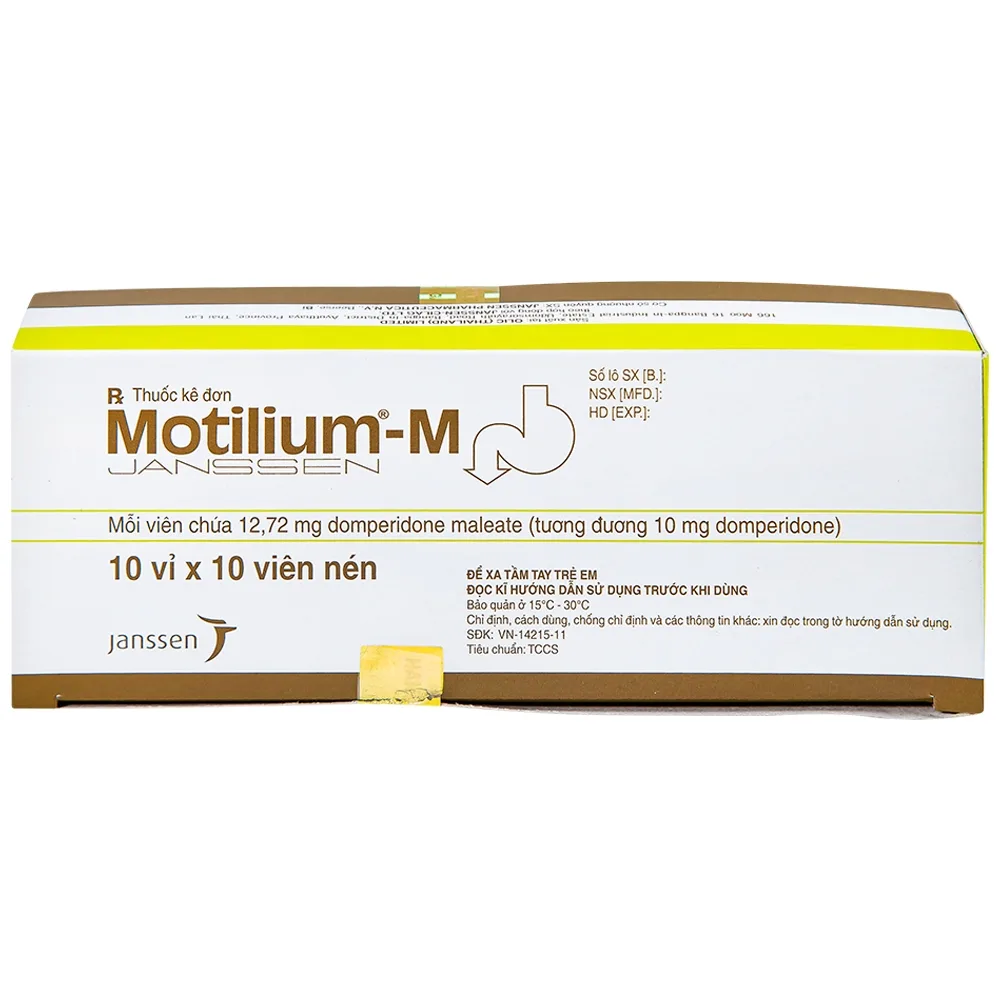 Hình ảnh Viên nén Motilium-M Janssen điều trị triệu chứng nôn và buồn nôn (10 vỉ x 10 viên)