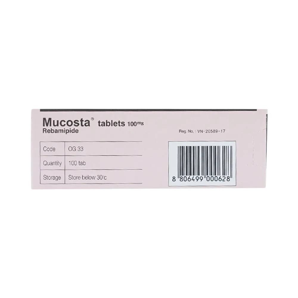 Hình ảnh Viên nén Mucosta tablets 100mg Otsuka điều trị loét dạ dày, viêm niêm mạc dạ dày (10 vỉ x 10 viên) 