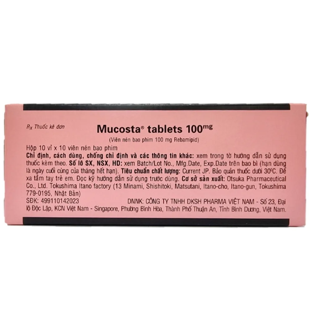 Hình ảnh Viên nén Mucosta tablets 100mg Otsuka điều trị loét dạ dày (10 vỉ x 10 viên)