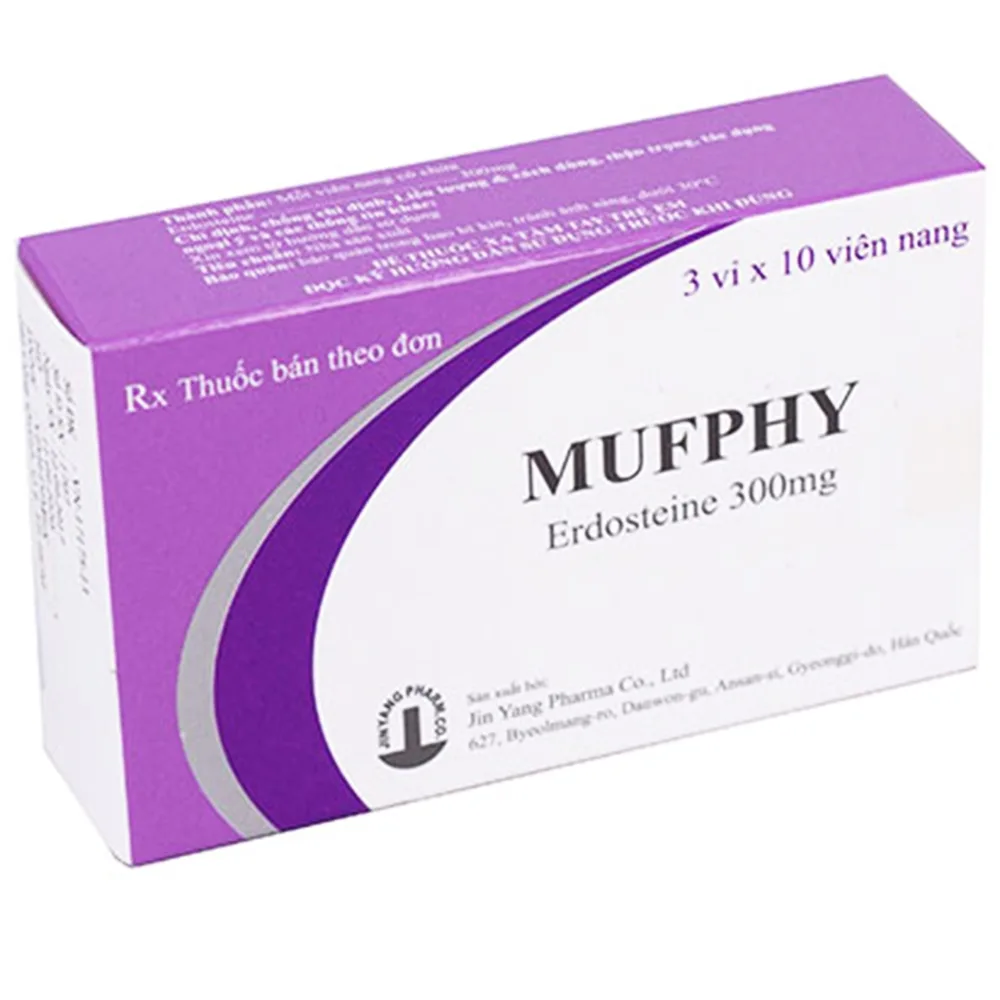 Hình ảnh Viên nang cứng Mufphy 300mg Jin Yang Pharm điều trị bệnh hô hấp cấp và mạn tính (3 vỉ x 10 viên)