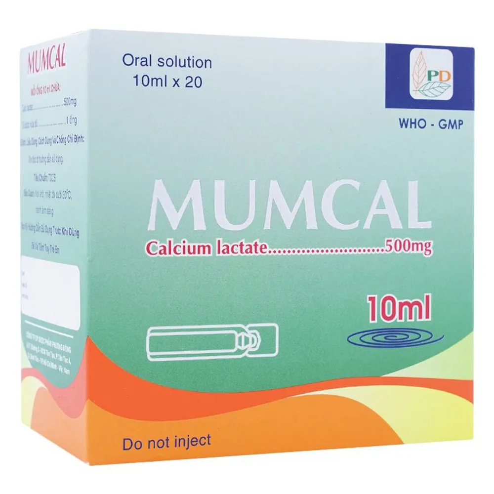 Hình ảnh Dung dịch uống Mumcal 500mg Phương Đông bổ sung Canxi cho phụ nữ mang thai (20 ống x 10ml)