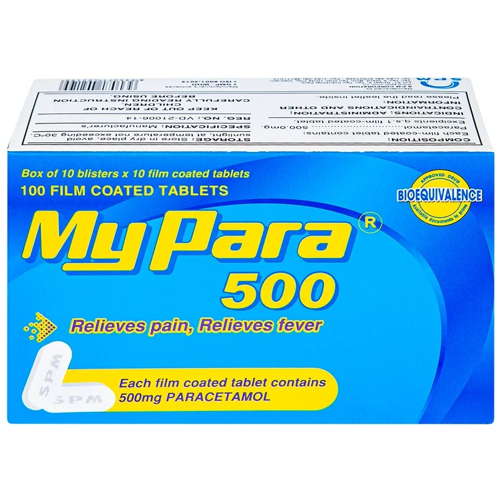 Hình ảnh Thuốc My Para 500mg S.P.M hỗ trợ giảm đau hạ sốt (10 vỉ x 10 viên)	