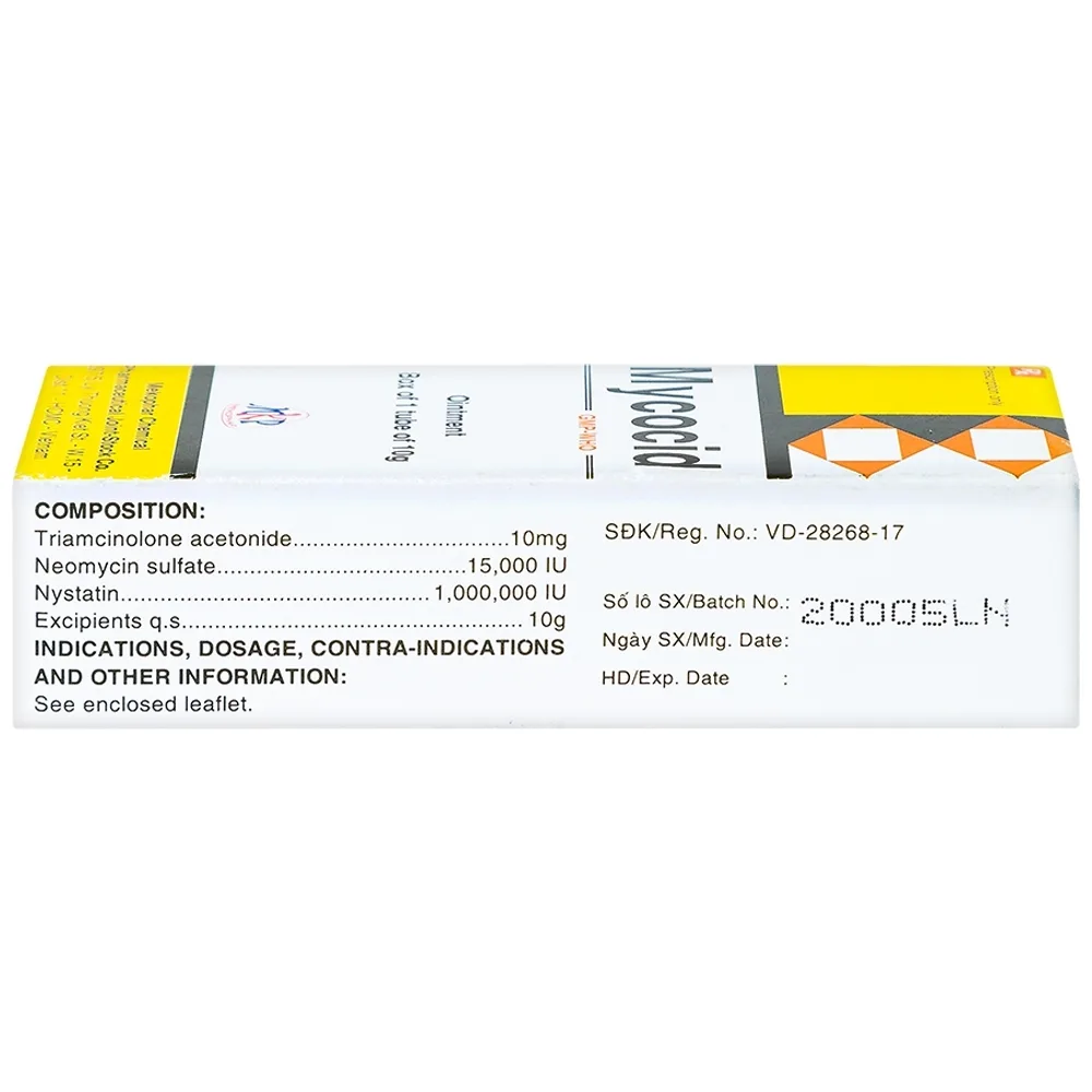 Hình ảnh Thuốc mỡ bôi da Mycocid Mekophar điều trị viêm da nhạy cảm, nấm da, eczema trẻ em (10g)