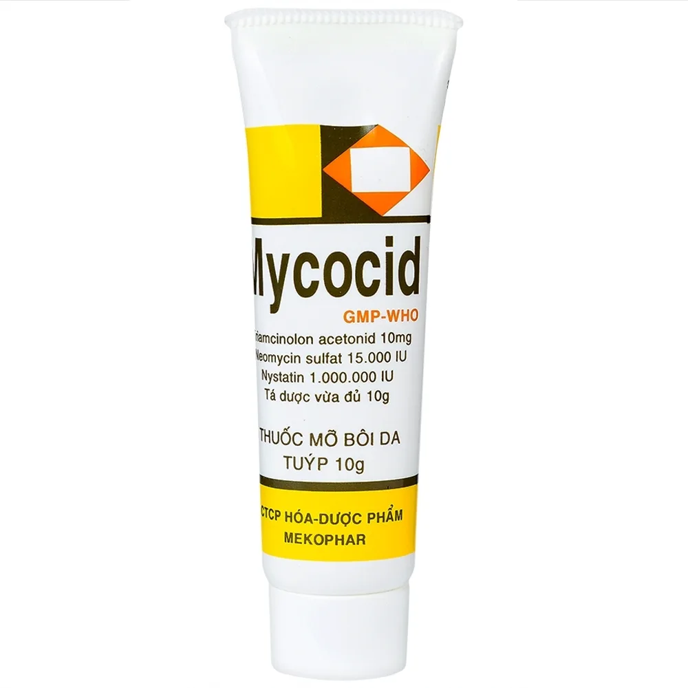 Hình ảnh Thuốc mỡ bôi da Mycocid Mekophar điều trị viêm da nhạy cảm, nấm da, eczema trẻ em (10g)