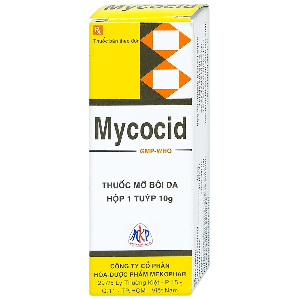 Hình ảnh Thuốc mỡ bôi da Mycocid Mekophar điều trị viêm da nhạy cảm, nấm da, eczema trẻ em (10g)