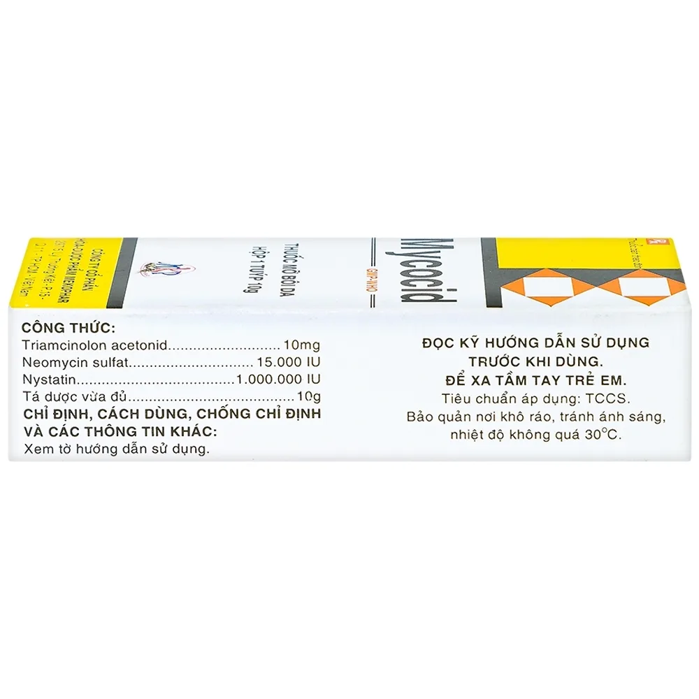 Hình ảnh Thuốc mỡ bôi da Mycocid Mekophar điều trị viêm da nhạy cảm, nấm da, eczema trẻ em (10g)