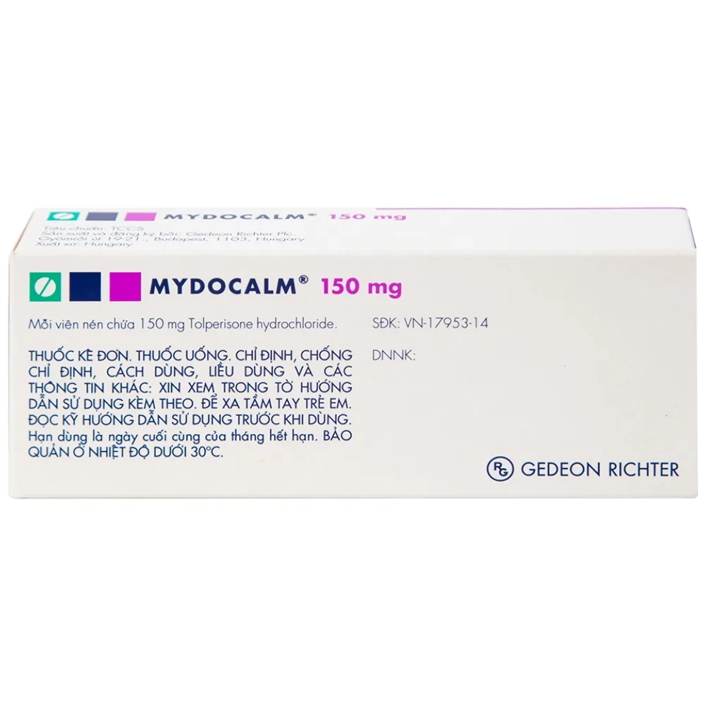 Hình ảnh Viên nén Mydocalm 150 Gedeon điều trị sự tăng trương lực cơ xương (3 vỉ x 10 viên)