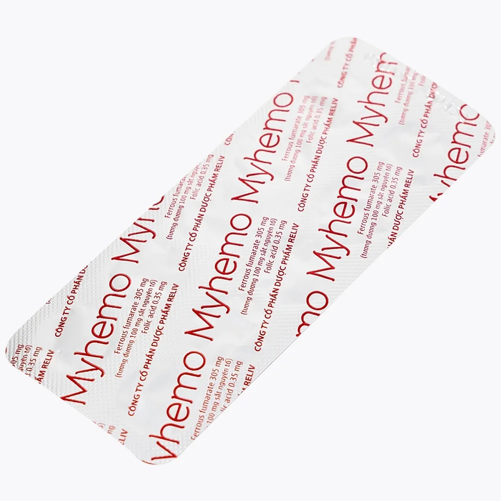 Hình ảnh Thuốc Myhemo 305mg Reliv dự phòng thiếu sắt và folic acid (3 vỉ x 10 viên)