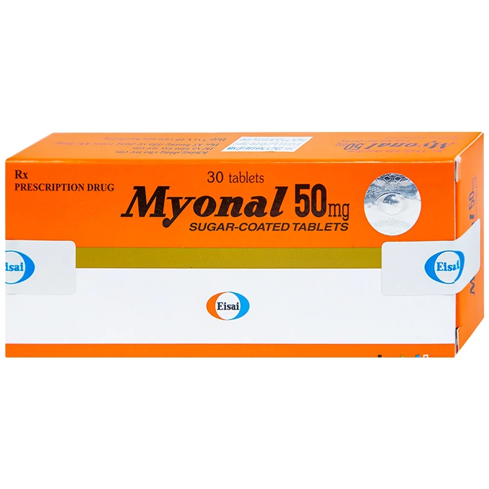 Hình ảnh Viên nén Myonal 50mg Eisai cải thiện tăng trương lực cơ và điều trị liệt cứng (3 vỉ x 10 viên) 