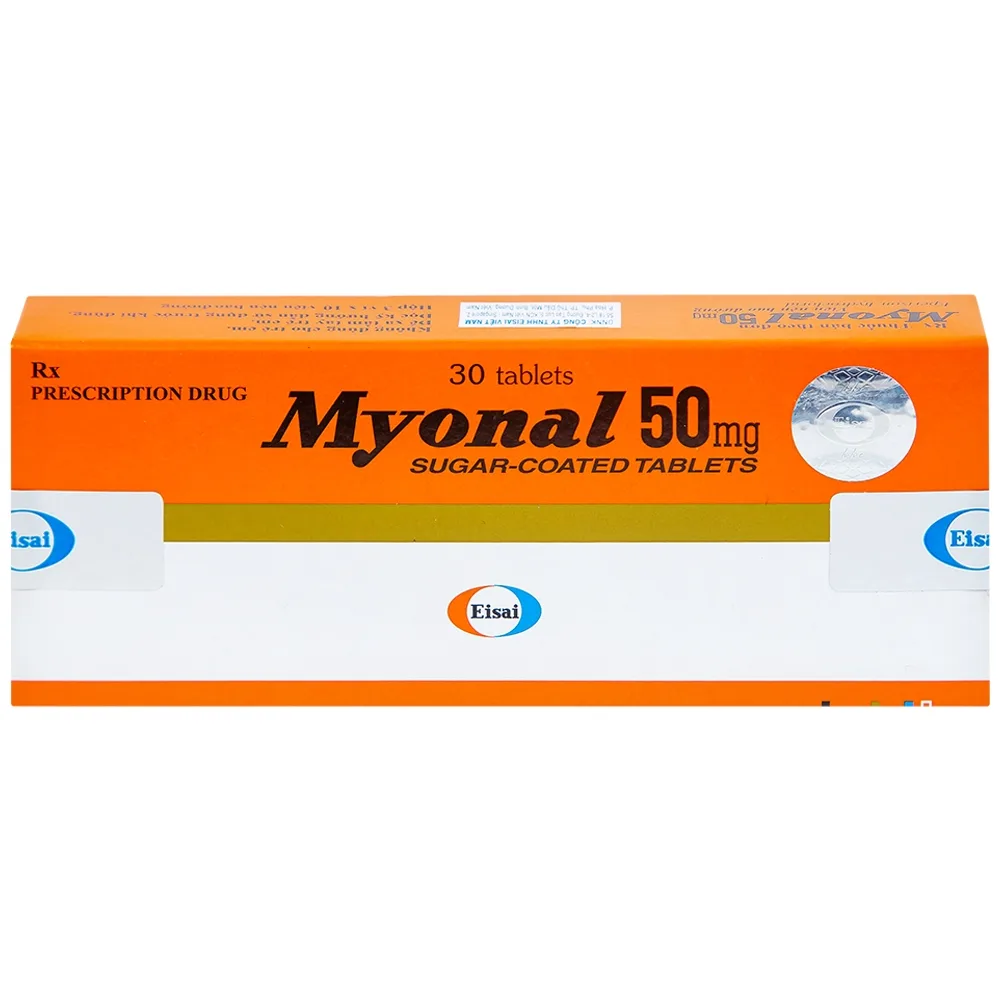 Hình ảnh Viên nén Myonal 50mg Eisai cải thiện tăng trương lực cơ và điều trị liệt cứng (3 vỉ x 10 viên) 