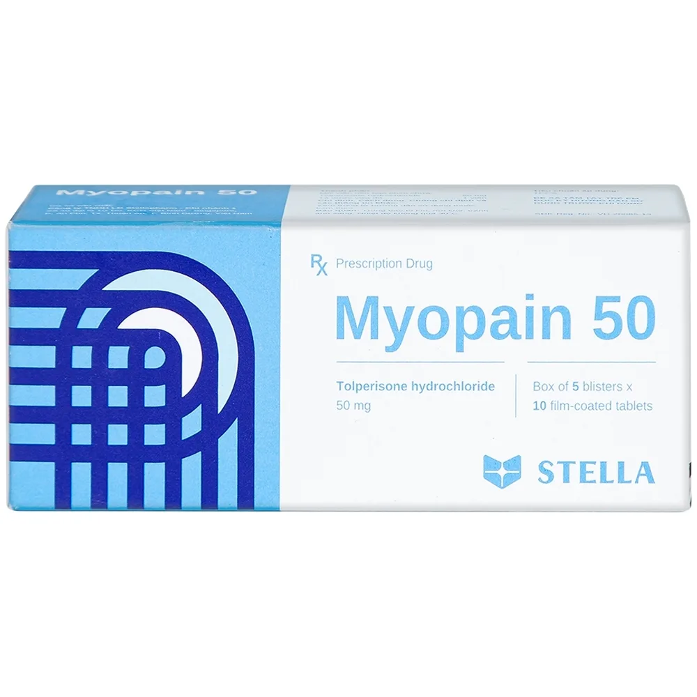 Hình ảnh Thuốc Myopain 50 Stella điều trị chứng co cứng cơ sau đột quỵ (5 vỉ x 10 viên)