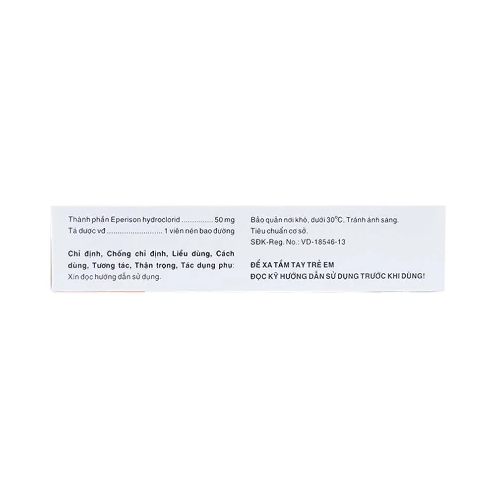 Hình ảnh Viên nén Mysobenal 50mg Hasan điều trị hội chứng đốt sống cổ, viêm quanh khớp vai (3 vỉ x 10 viên)