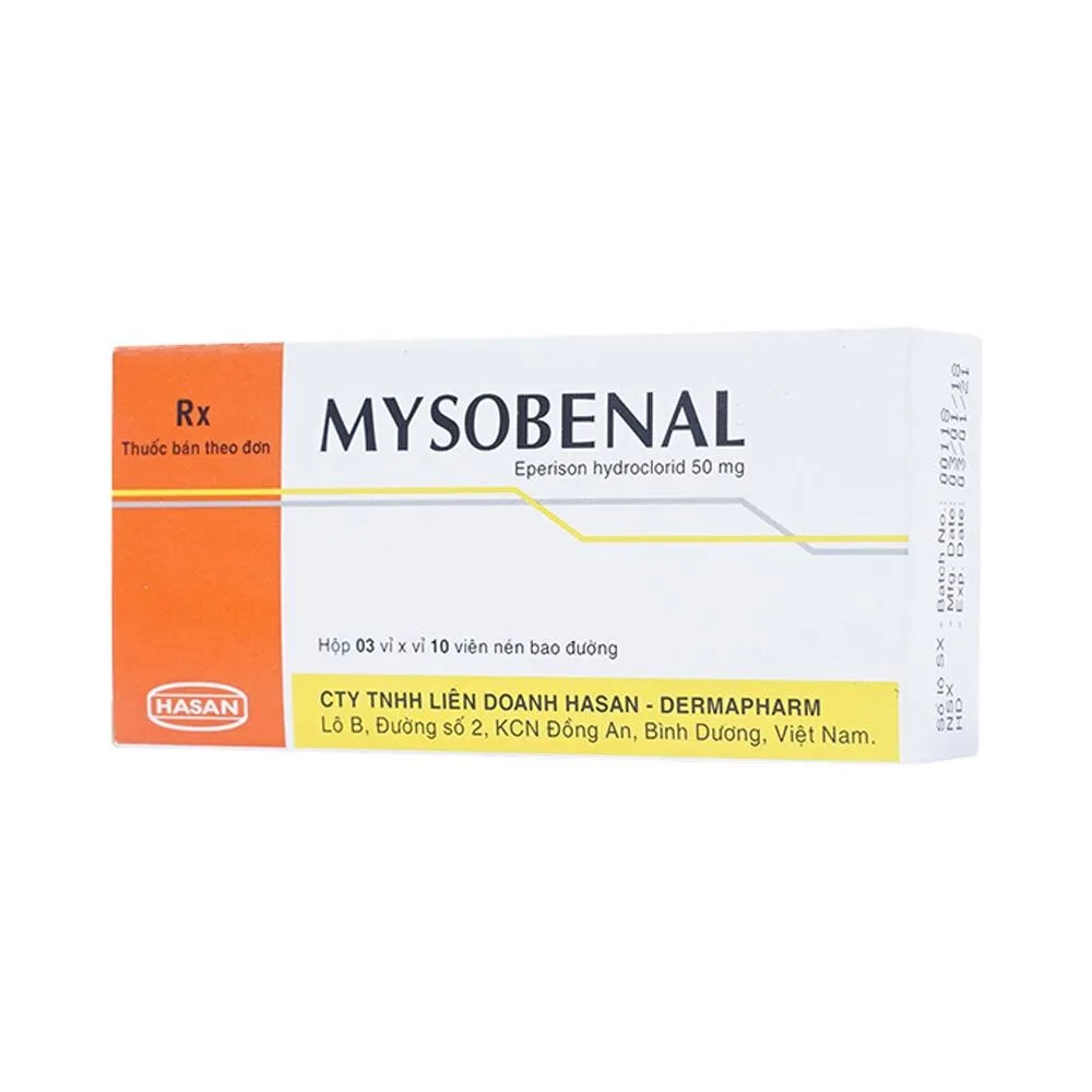 Hình ảnh Viên nén Mysobenal 50mg Hasan điều trị hội chứng đốt sống cổ, viêm quanh khớp vai (3 vỉ x 10 viên)