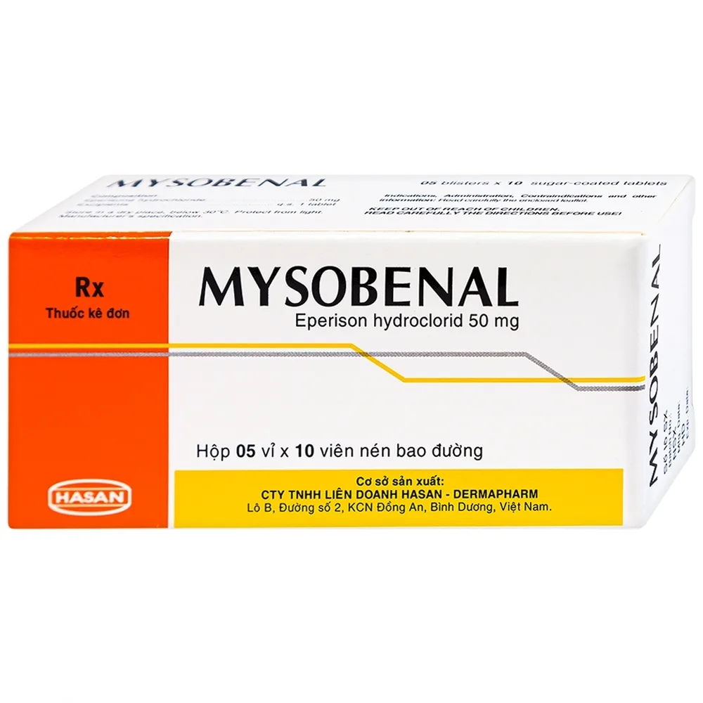 Hình ảnh Viên nén Mysobenal 50mg Hasan cải thiện triệu chứng tăng trương lực cơ (5 vỉ x 10 viên)