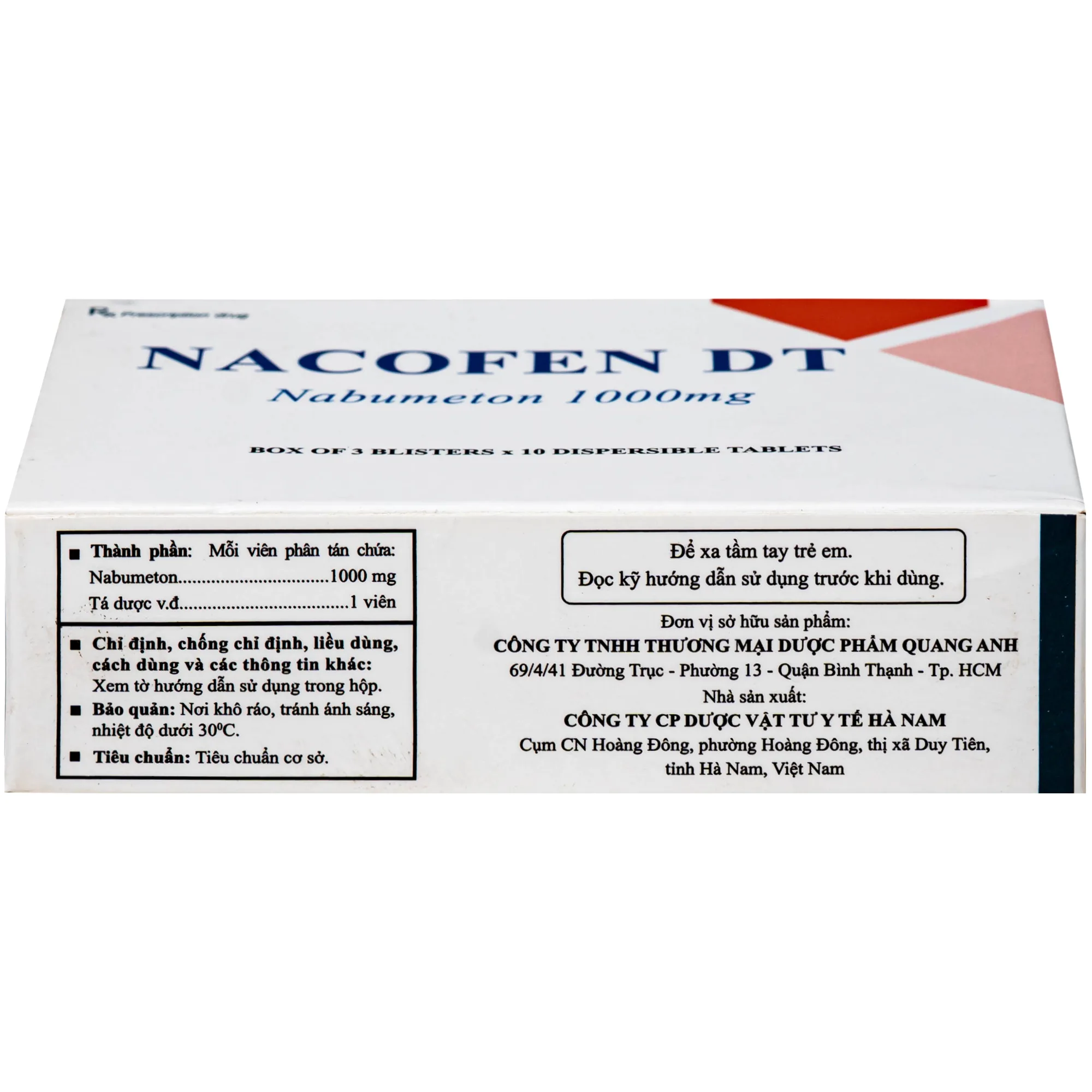 Hình ảnh Thuốc Nacofen DT 1000mg Hà Nam điều trị các triệu chứng kéo dài của viêm khớp mạn tính (3 vỉ x 10 viên)