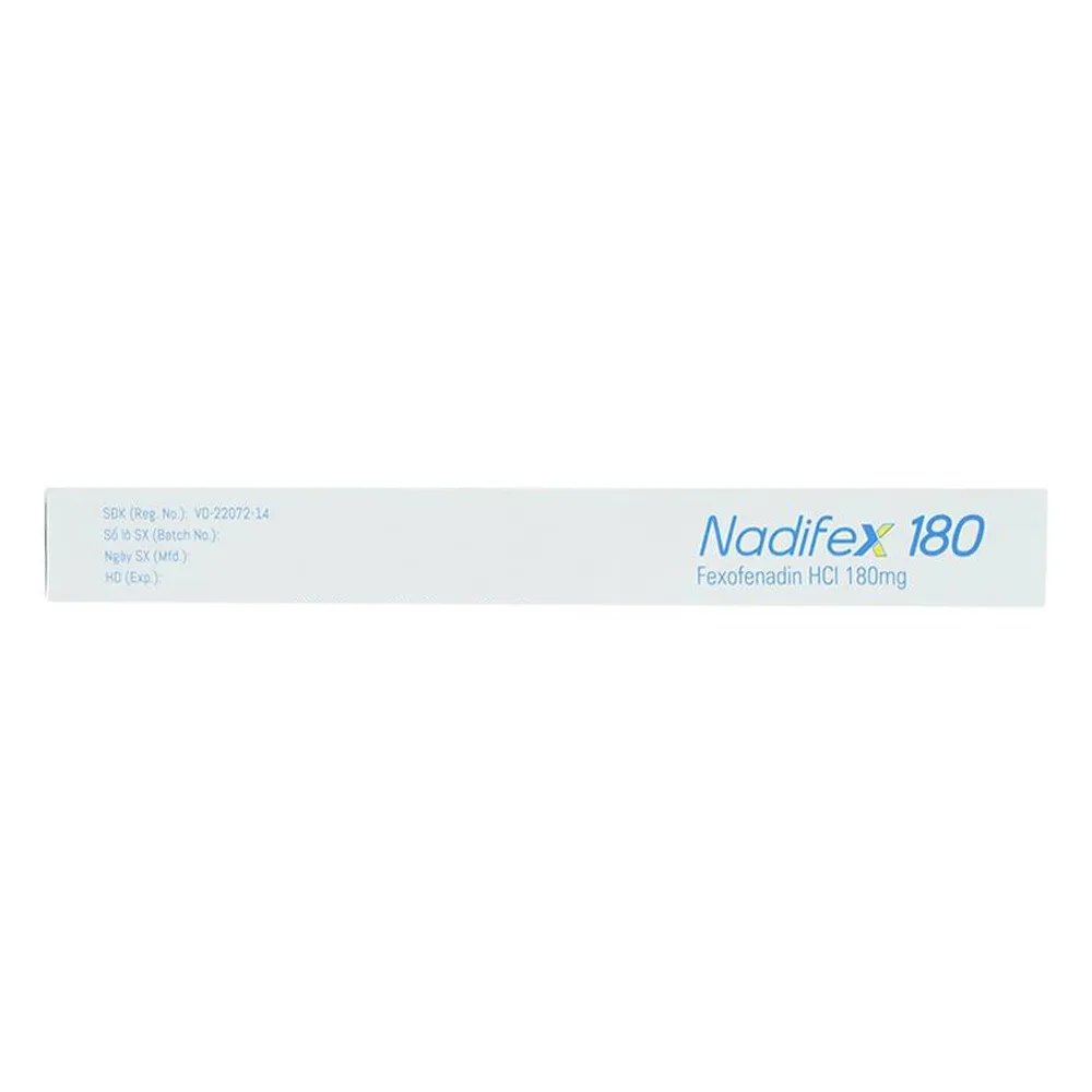 Hình ảnh Viên nén Nadifex 180 USP giảm viêm mũi dị ứng, hắt hơi, chảy mũi (1 vỉ x 10 viên)