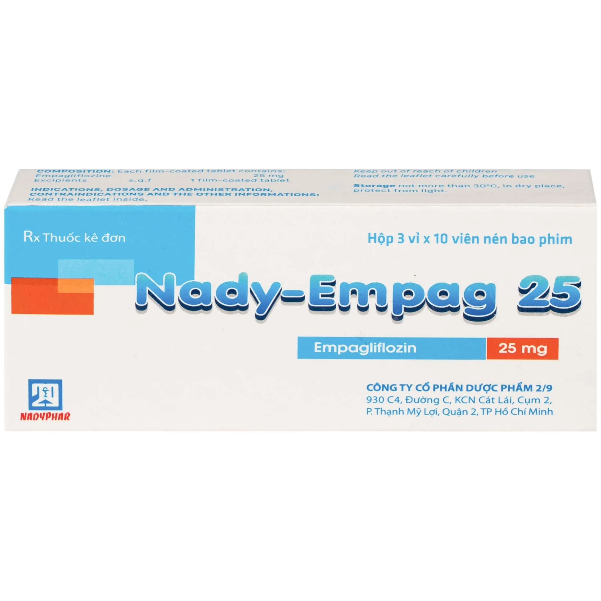 Hình ảnh Thuốc Nady-Empag 25mg Nadyphar điều trị cho người lớn bị đái tháo đường type 2 (3 vỉ x 10 viên)