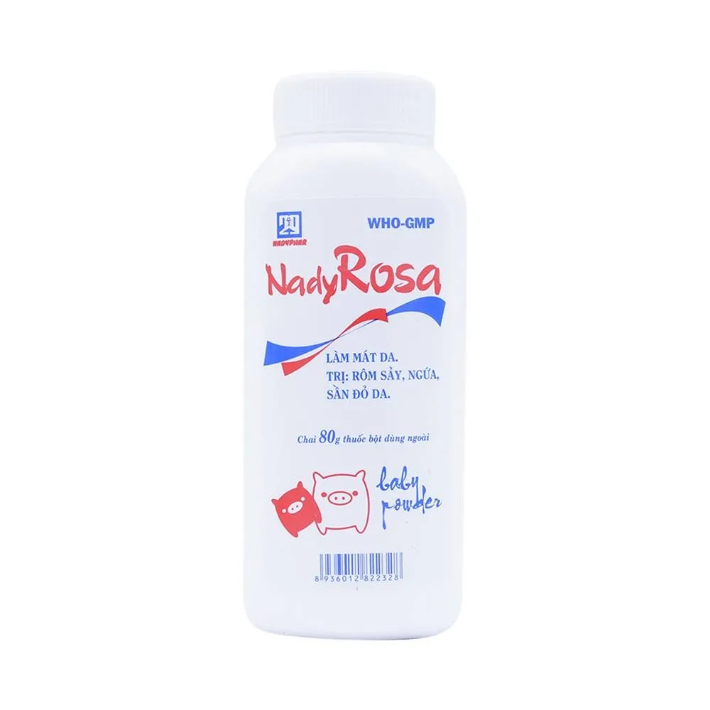 Hình ảnh Phấn thoa da NadyRosa Nadyphar làm mát da, trị rôm sảy, ngứa, sần đỏ da (80g)