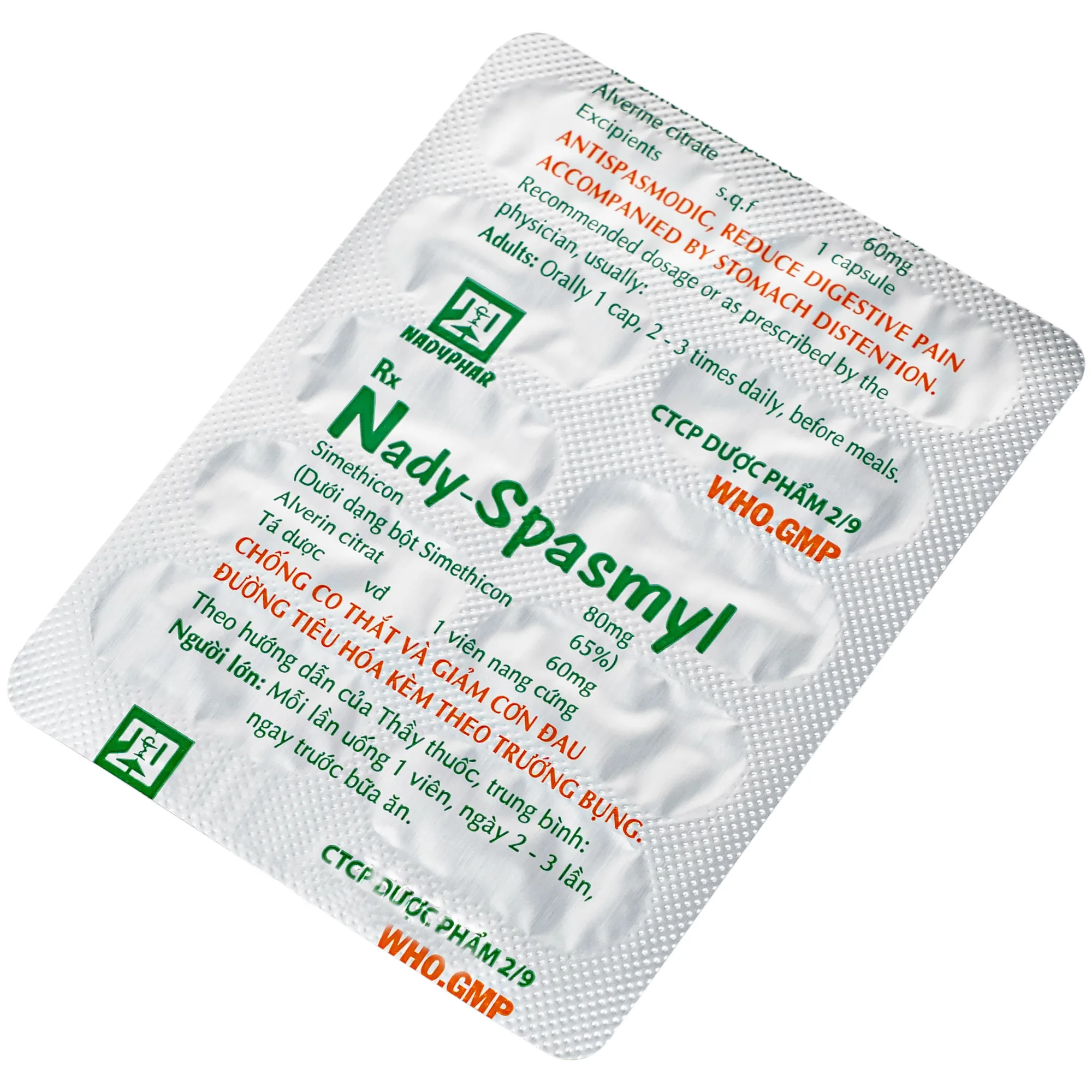 Hình ảnh Thuốc Nady-Spasmyl chống co thắt, giảm các cơn đau đường ruột, dạ dày ( 10 vỉ 10 viên )