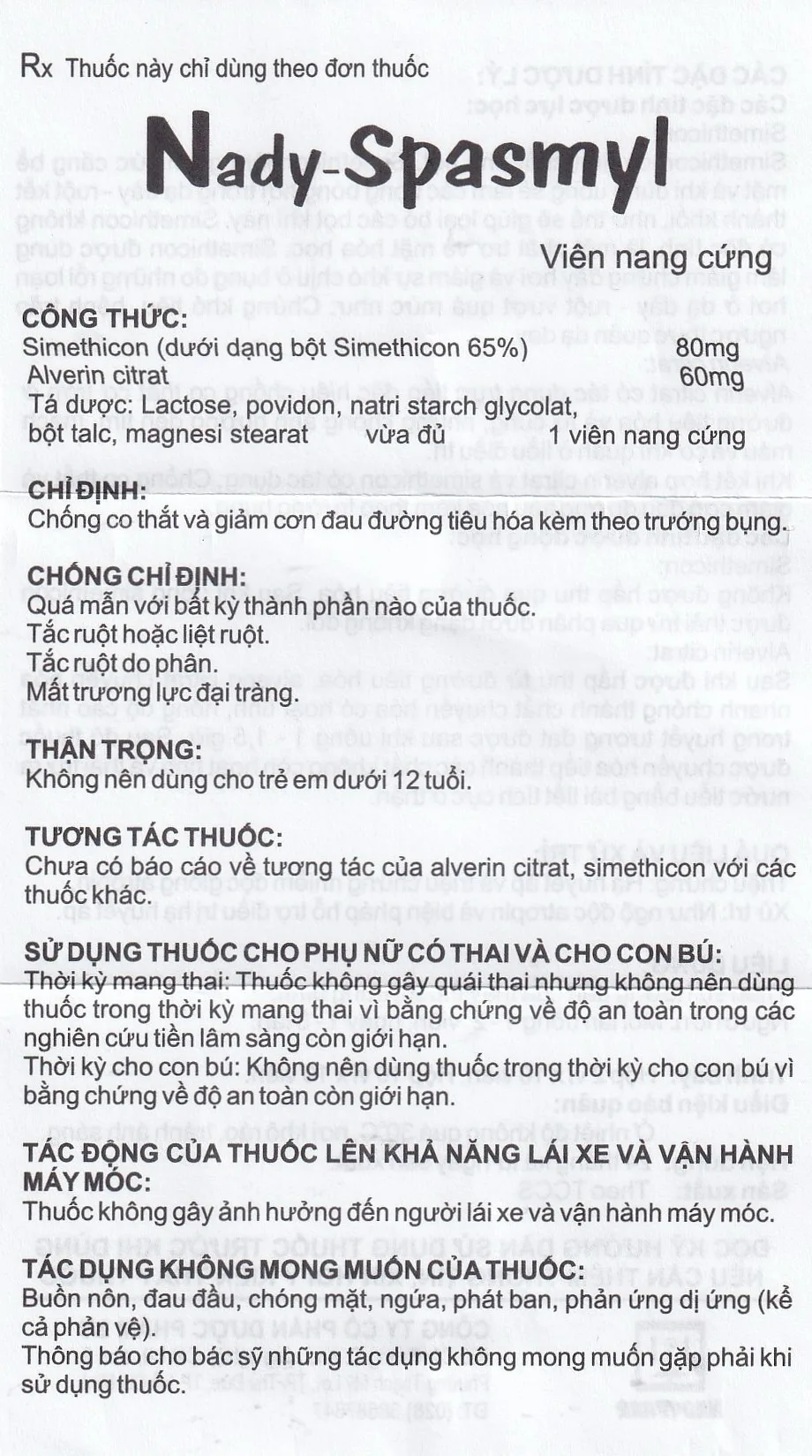 Hình ảnh Thuốc Nady-Spasmyl chống co thắt, giảm các cơn đau đường ruột, dạ dày ( 10 vỉ 10 viên )
