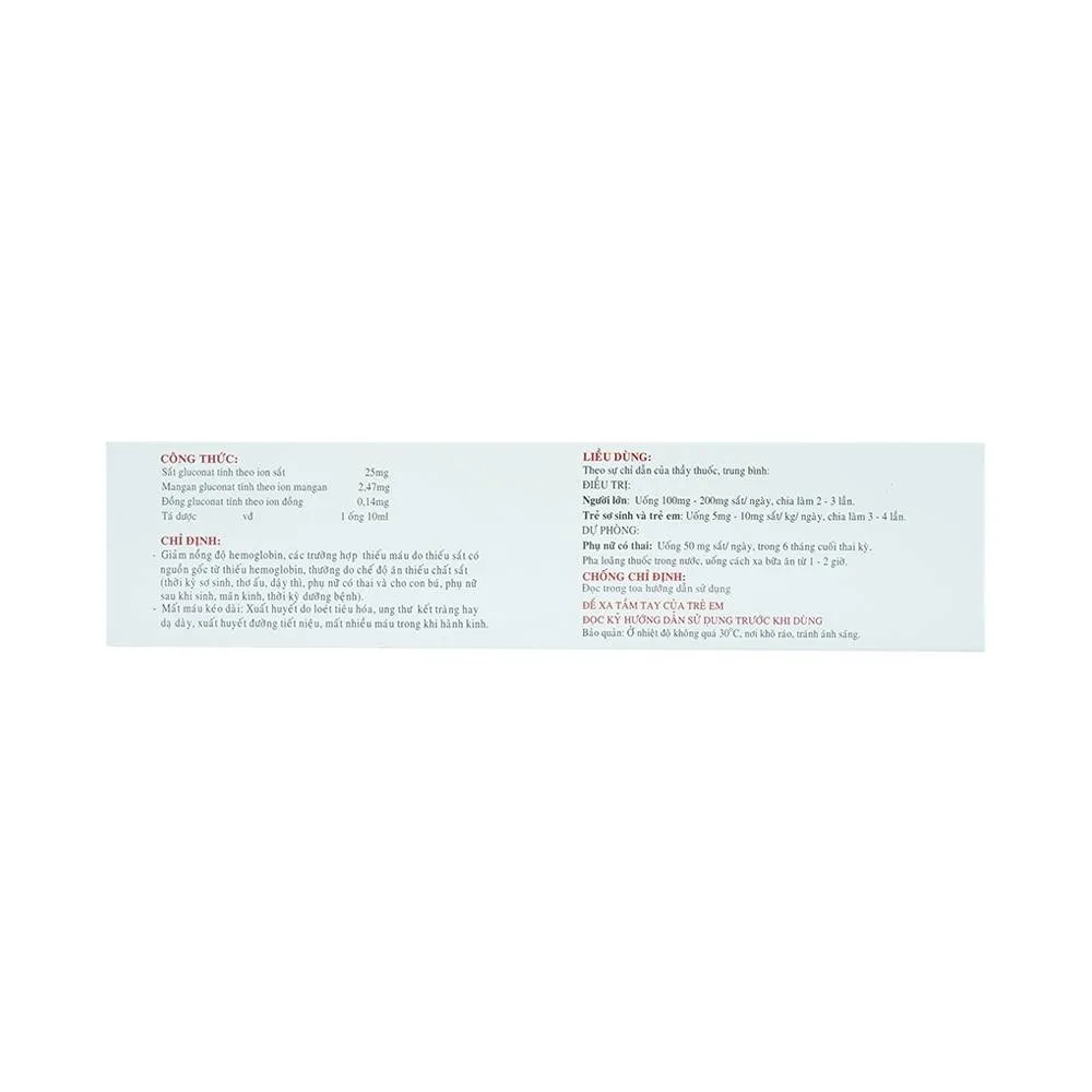 Hình ảnh Dung dịch uống Nadyfer Nadyphar điều trị giảm nồng độ hemoglobin, mất máu kéo dài (2 vỉ x 10 ống)