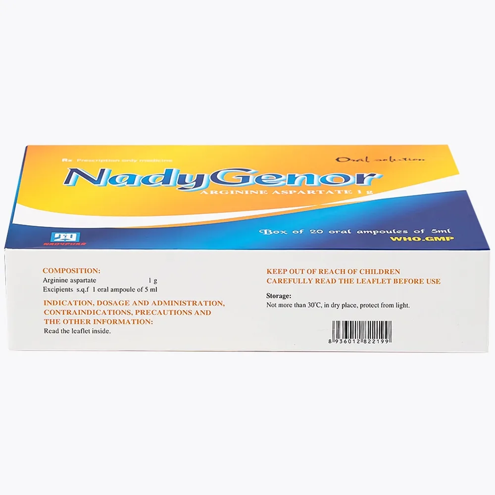 Hình ảnh Thuốc NadyGenor 5ml Nadyphar điều trị duy trì tăng amoniac máu (20 ống)