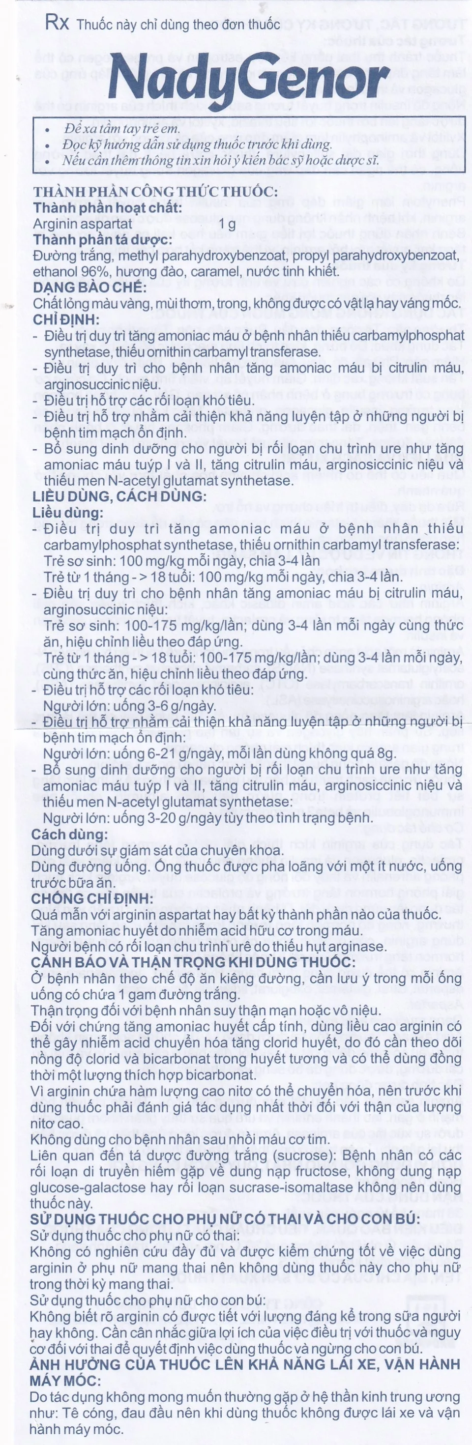 Hình ảnh Thuốc NadyGenor 5ml Nadyphar điều trị duy trì tăng amoniac máu (20 ống)