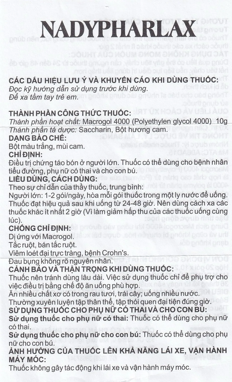 Hình ảnh Thuốc NadypharLax 10g Nadyphar điều trị chứng táo bón ở người lớn (Hộp 20 gói)