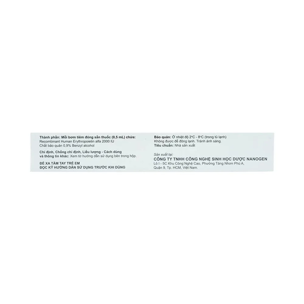 Hình ảnh Thuốc tiêm Nanokine 2000IU/0.5ml Nonagen điều trị thiếu máu