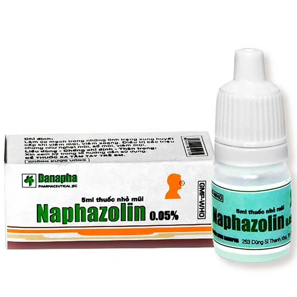 Hình ảnh Thuốc nhỏ mũi Naphazolin 0.05% Danapha điều trị nghẹt mũi, sổ mũi, viêm mũi (5ml)