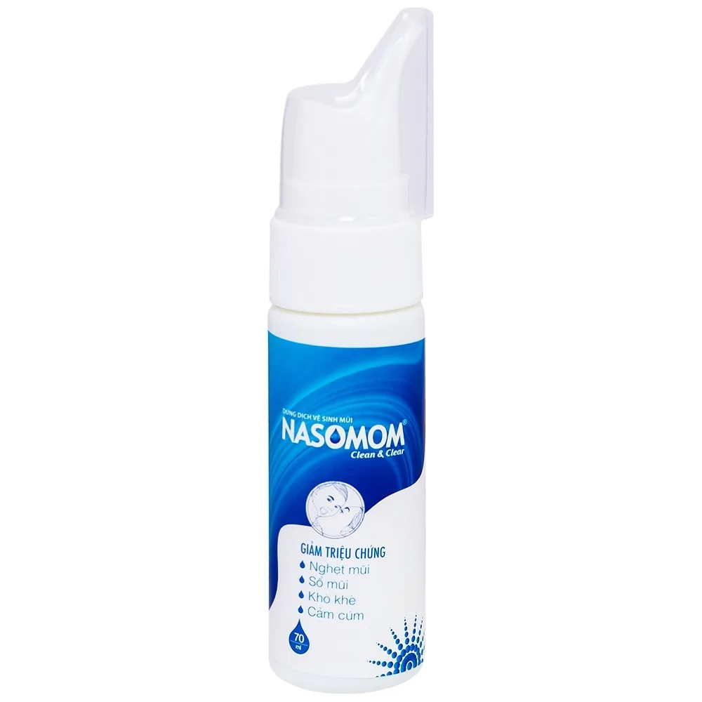 Hình ảnh Dung dịch vệ sinh mũi Nasomom Clean&Clear Reliv điều trị nghẹt mũi, sổ mũi, khò khè, cảm cúm (70ml)