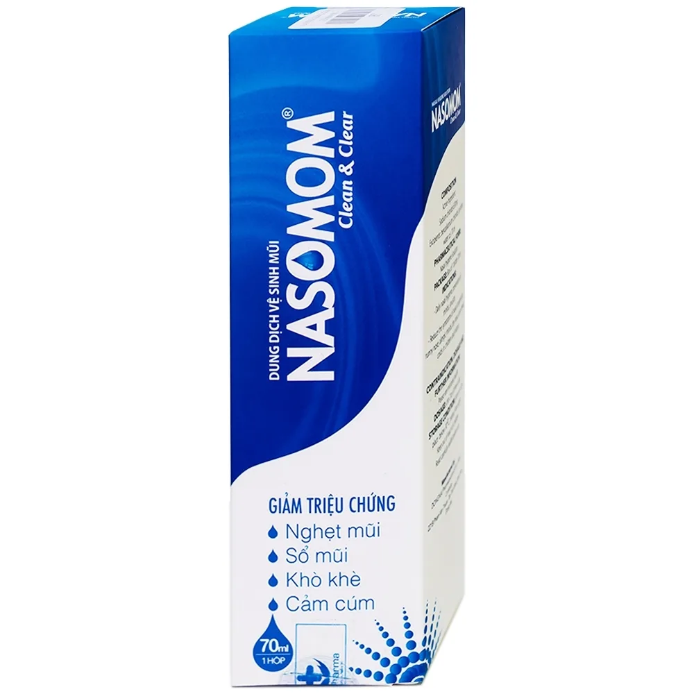Hình ảnh Dung dịch vệ sinh mũi Nasomom Clean&Clear Reliv điều trị nghẹt mũi, sổ mũi, khò khè, cảm cúm (70ml)
