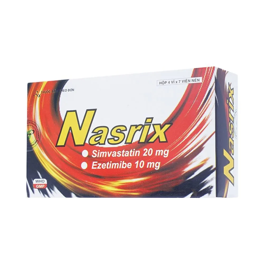 Hình ảnh Viên nén Nasrix DaViPharm điều trị tăng cholesterol (4 vỉ x 7 viên)
